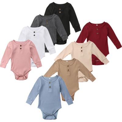 China Waterproof 0-24 M Toddler Baby Girls Clothes Long Sleeve Pure Cotton Basic Baby Romper Outfit Solid Color Overalls Clothing for sale