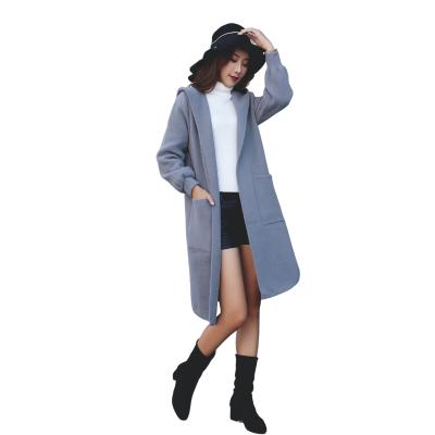 China 2021 Breathable Winter Computer Knitted Pockets Women's Long Sweater Overcoatr Women's Hooded Sweater Coat for sale