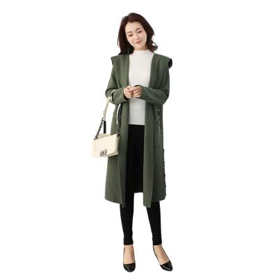 China 2021 Breathable Winter Computer Knitted Hooded Sweater Coat Women's Pockets Coat Ladies' for sale