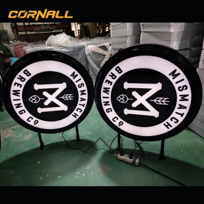 China Shopping Mall Custom Design Store Front Circular Circle Led Acrylic Light Box 3D Business Signs Store Round Beer Display Sign for sale