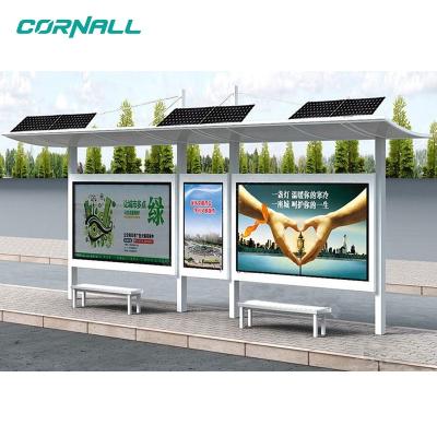 China Hot Selling Bus Stop Shelter Bus Station Outdoor Used Shelter Stainless or Steel Led Advertising Billboard for sale