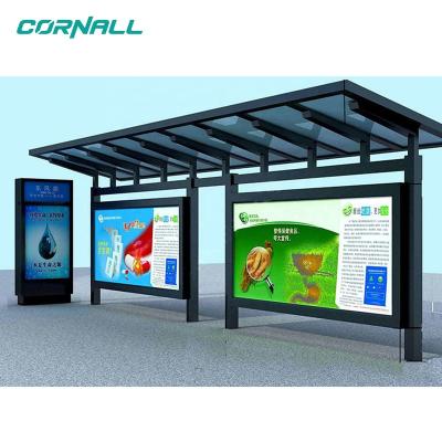 China Stainless Steel Or Steel Light Box Other Outdoor Furniture Smart City Advertising Bus Station Led Shelter Design for sale