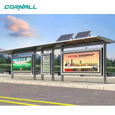 China City Public Outdoor Solar Powered Led Display Billboard Billboard Street Furniture Bus Stop Stainless Or Steel for sale