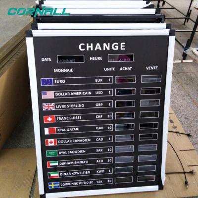 China Digital remote control bank exchange rate display board 8 lines country flas exchange rate board for sale