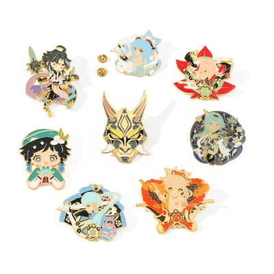 China Classic Game Genshin Impact Character Badge Pins Decoration Cloth Alloy Anime Brooch Cosplay Character Accessory for sale