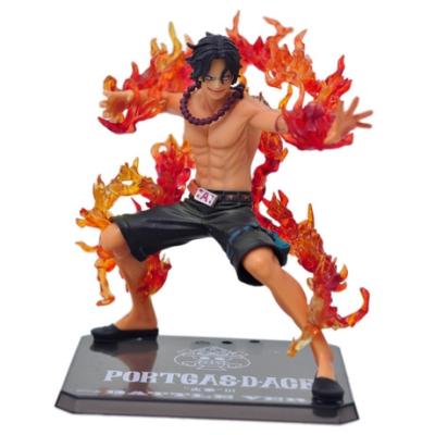 China One Piece Japanese Anime Figure Funny PVC Cartoon Ace Fire 3D Toys for sale