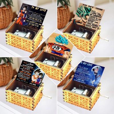 China Make Music Wholesale Mini Wooden Hand Crank Music Box Dragon Ball for Gifts for sale