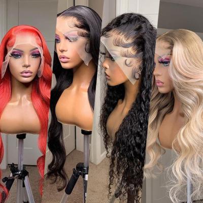 China ALL 150% 180% Density HD Lace Hair Wigs Full Texture Cheap Brazilian Virgin Hair Cuticle Aligned Transparent Lace Front Wig for sale