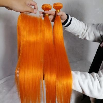 China Silky Straight Wave Orange Brazilian Hair Weave Wholesale Vendors, 100% Brazilian Hair Orange Virgin Hair Extension Bundles With Closure for sale