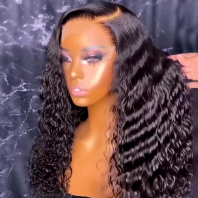 China Deep Wave 150% Body Wave 13x4 Lace Front Human Hair Black Brazilian Hair Wig 180% Straight HD Lace Frontal Wigs For Black Women for sale