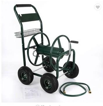 China Brass Hose Connector Four-wheel Hose Reel Cart for Hose Storage and Transport Green for sale