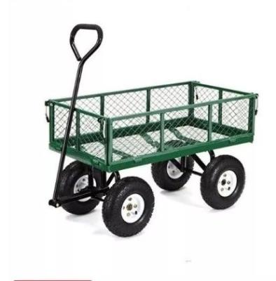 China Mesh Sides Steel Wagon Heavy Duty Foldable Garden Tool Cart for Industrial and Shopping for sale