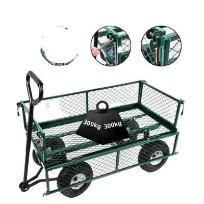 China Heavy Duty Steel Mesh Folding Garden Cart voor buiten winkelen en opslaan Te koop