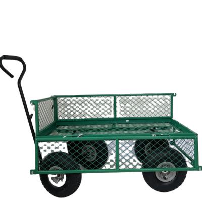 China Wooden Mesh Cart Wagon Four Wheel Cart 20LBS Capacity for Qingdao Port Transportation for sale