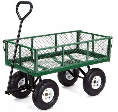 China Outdoor 500LBS Steel Cart Yard Garden Utility Wagon Dump Trailer with Heavy Duty Wheels for sale