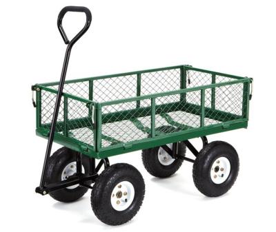 China Fire Wood Cart Four-wheel Heavy Duty Folding Steel Mesh Cart with Durable Steel Frame for sale