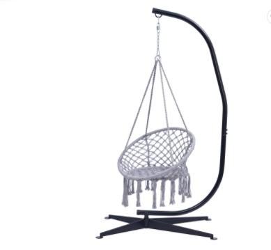 China Outdoor Activity Steel Stand Hanging Macrame Hammock Chair with Customized Color for sale