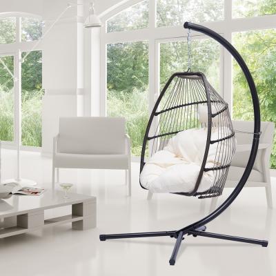 China Silla de hamaca plegable de macrame con equipos colgantes duraderos y soporte de oscilación en forma de C en venta