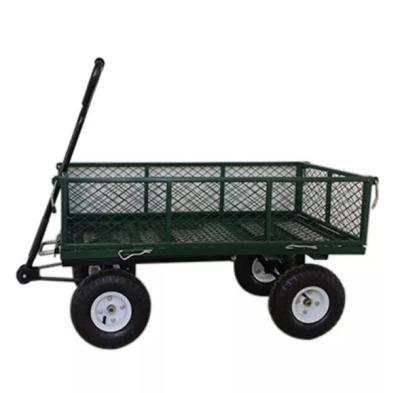 China Four-Wheel Steel Folding Utility Wagon For 200kg Capacity Garden Cart for sale