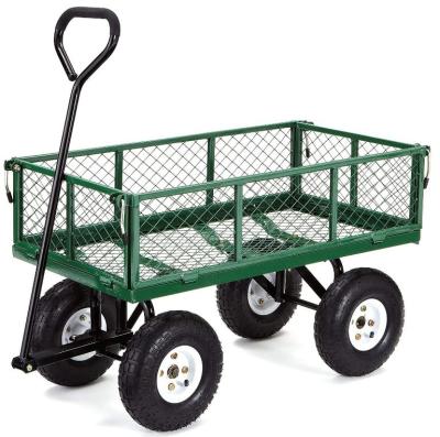 China Four-wheel Garden Trolley Cart Heavy Duty Folding Utility Steel Hand Truck for Garden for sale