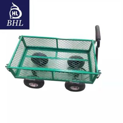 China Four-wheel Heavy Duty Garden Cart Wagon Cart 86*46*85 Dimension for Versatile Gardening for sale