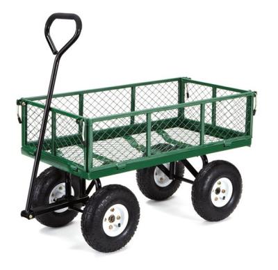 China Mesh Structure Iron Hand Pull Along Folding Garden Wagon Cart for sale