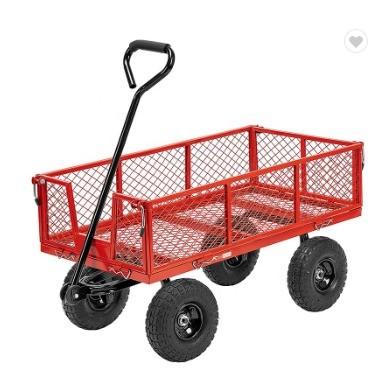 China Outdoor Portable Steel and Iron Garden Tool Cart Four-Wheel Hand Trucks 500LBS Capacity for sale