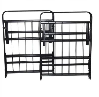 China School Dormitory Iron Double Bed Frame with Sleek Black Design and Foldable Feature for sale