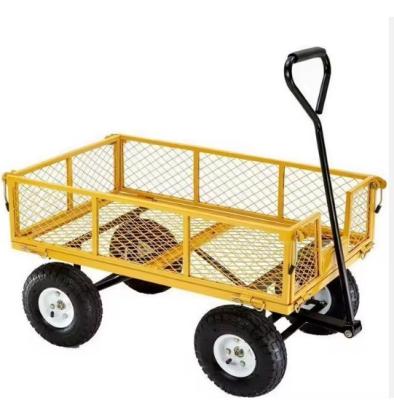 China 880 Lbs Capacity Mesh Steel Garden Cart Foldable Utility Wagon for Heavy Duty Outdoor for sale