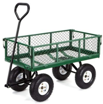 China High Bearing Metal Garden Wagon Cart Trolley with Four-wheel and 17KGS Weight Capacity for sale