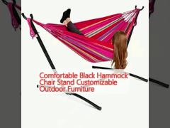 Comfortable Black Hammock Chair Stand Customizable Outdoor Furniture