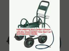 Make Watering Your Garden a Breeze with this Green Garden Hose Reel Cart and Ergonomic Handle