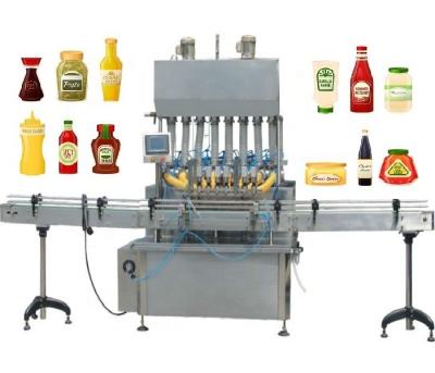 China YMF6 Automatic Servo Food Liquid 500ml 6 Nozzles Filling Machine Piston Pump Tomato Sauce Ketchup Filler for sale