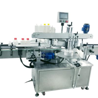 China YM620 beverage factory automatic self adhesive flat plastic bottle double side labeling machine price for sale