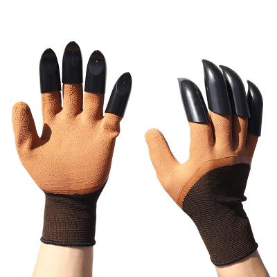 China Flexible Garden Gloves With Claws ABS Plastic Garden Rubber Gloves Gardening Latex Digging Planting Outdoor Work Waterproof Glove for sale