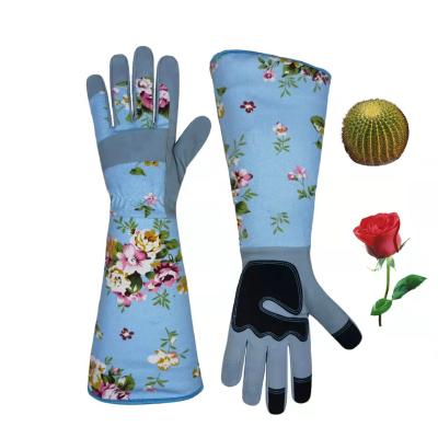 China 2022 New Designer Canvas Microfiber Long Sleeve Garden Gloves Durable Anti Rose Thorn Safety Protective Work Gloves for sale