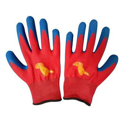 China Breathable Child Breathable Latex Diving Glove Outdoor Play Glove With Cartoon Dinosaur Print Protective Blue Yellow Cute Glove for sale