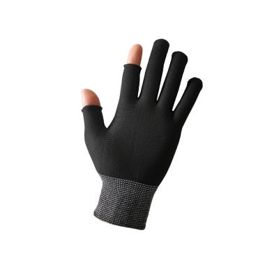 China 13 Gauge Knitted Breathable Elastic Half Finger Touch Screen Nylon Working Gloves Outdoor Sports Gloves for sale