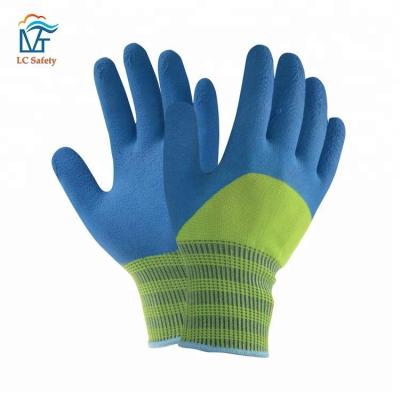 China Flexible 13 Gauge Colorful Green Nylon Sponge Rubber Half Coated Glove for sale