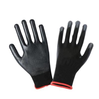 China Durable Thin PU Nylon Nitriles Coated On Palm Gloves 13 Guanti Black Blue DA Lavoro Gauge for sale