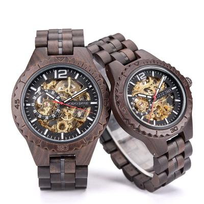 China Japan Amazon foreign trade female hollow popular style luminous men's watch brand wooden mechanical watch wholesale for sale