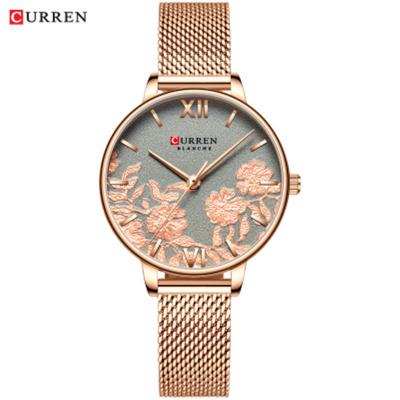 China Water Resistant 9065 Women's Quartz Leather-Belt Mesh Watch Casual Fashion Wrist Watch for sale