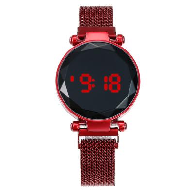 China LED Display Factory Direct Supply For Ladies Stylish Round Led Touch Screen Magnet Digital Electronic Watch for sale