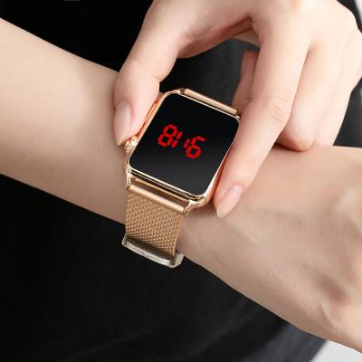 China LED Display Square Fashion Touch Button New Electroplating PVC Strap Electronic Watch for sale