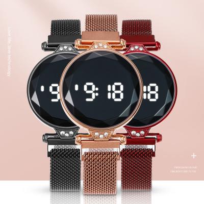 China LED Display Factory Direct Supply Women's Fashion Casual Round Led Touch Screen Brick Magnet Watch for sale