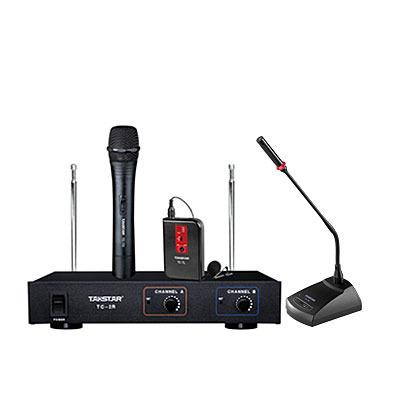 China Takstar TC-2R VHF Wireless Microphone Professional Conference Microphone Dual Channel MIC for Conference Speech Karaoke for sale