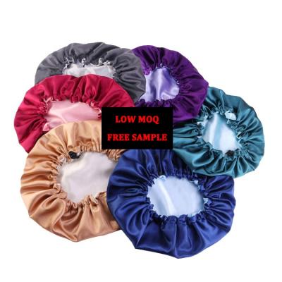 China New Image Items Hot Selling Satin Double Layer Silky Night Hat Softly Feeling Colorful Sleeping Hair Hoods for sale