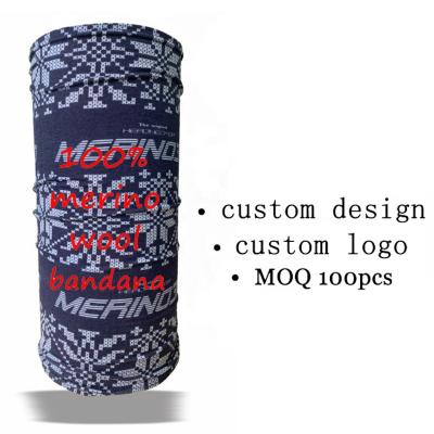 China Wholesale Multifunctional Seamless Tube Bandana Headwear Custom Printing 100% Merino Wool Neck Cuff for sale