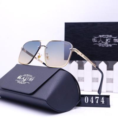 China Fashion sunglasses shape designer 2022 Brand Luxury Sunglasses large frame metal sunglasses Customizable LOGO for sale