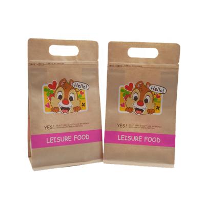 China Mylar or Paper Recyclable Plastic Packaging Custom Printed Clear Window Front with Hang Hole Food Ziplock Handle Bag for sale